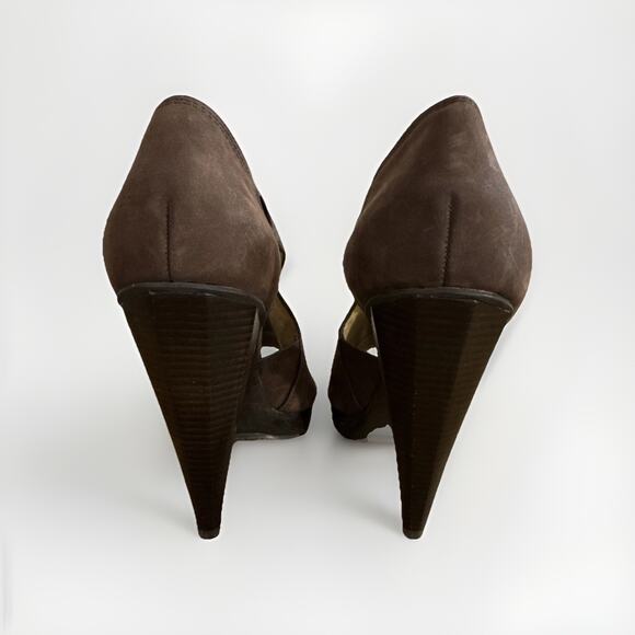 Michael Kors Greenwich open-toe heels 8.5 Suede 4.5” Heel .5” Platform - Picture 5 of 8